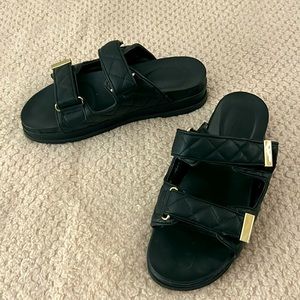 JustFab Velcro Quilted Sandal Slides